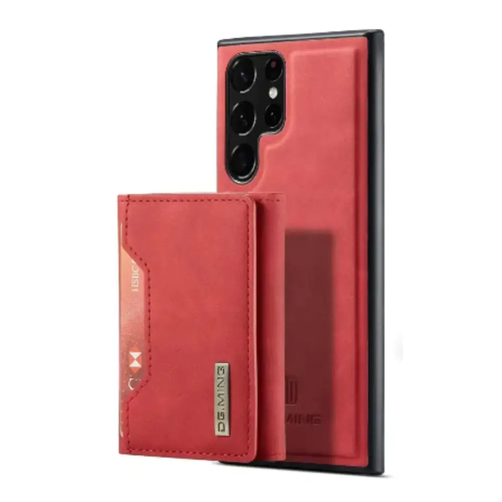 M2 Magnetic Leather Case for Samsung (Red with Bag)