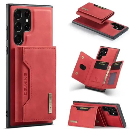 M2 Magnetic Leather Case for Samsung (Red with Bag)