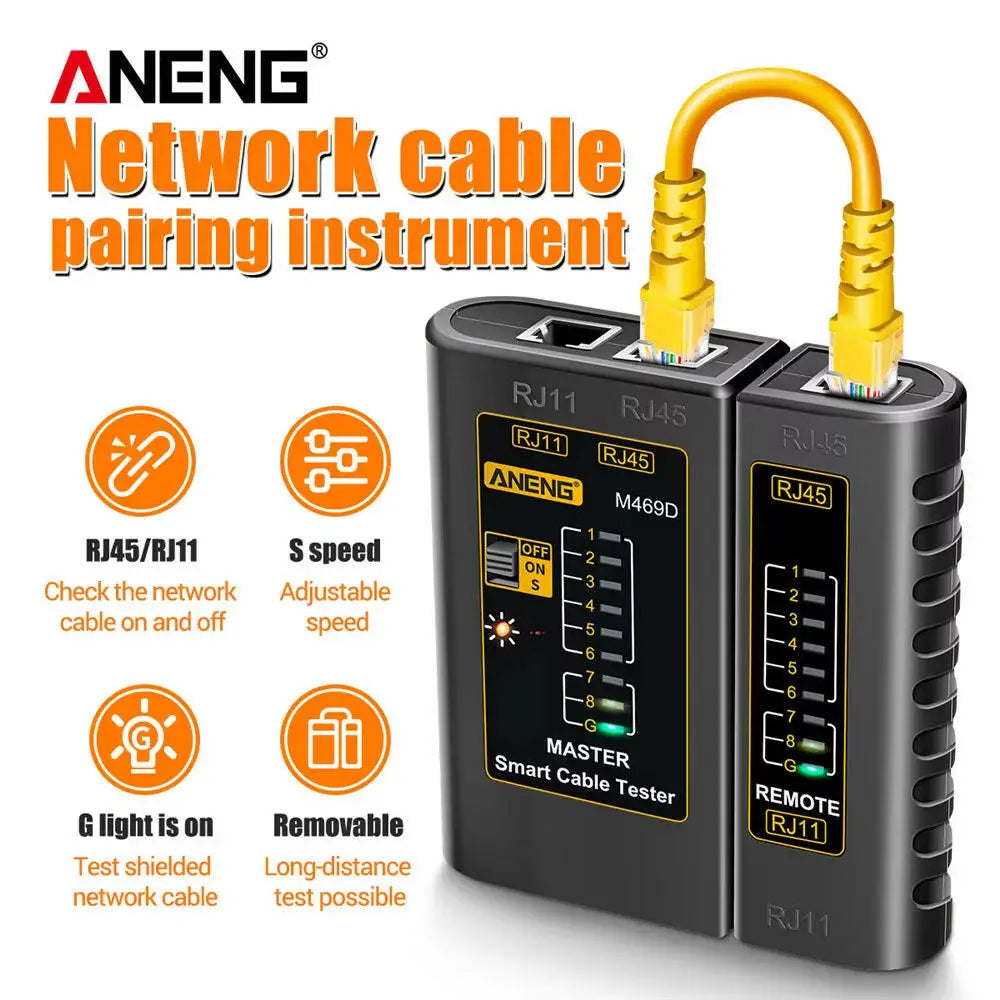 M469D Professional Network Cable Tester for RJ45 RJ11 RJ12 CAT5 and UTP - Essential Tool for Cable Diagnostics