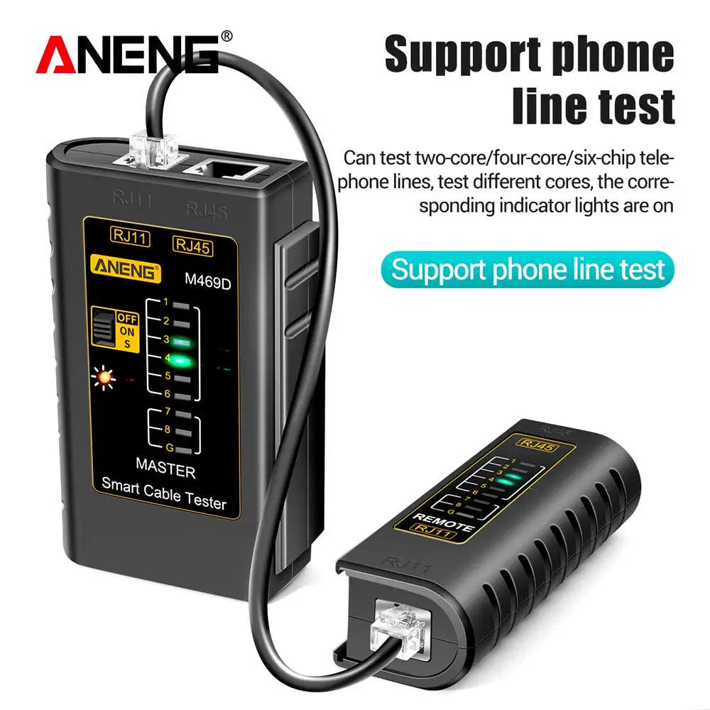 M469D Professional Network Cable Tester for RJ45 RJ11 RJ12 CAT5 and UTP - Essential Tool for Cable Diagnostics