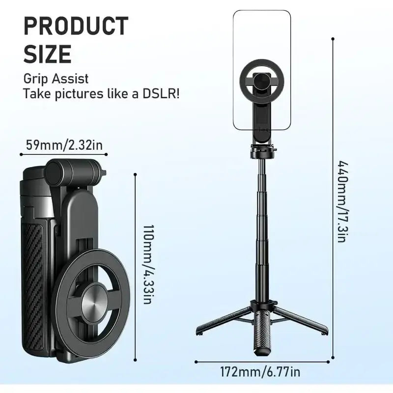 Magnetic 360° Selfie Stick with Bluetooth & Foldable Stand - 9eight5