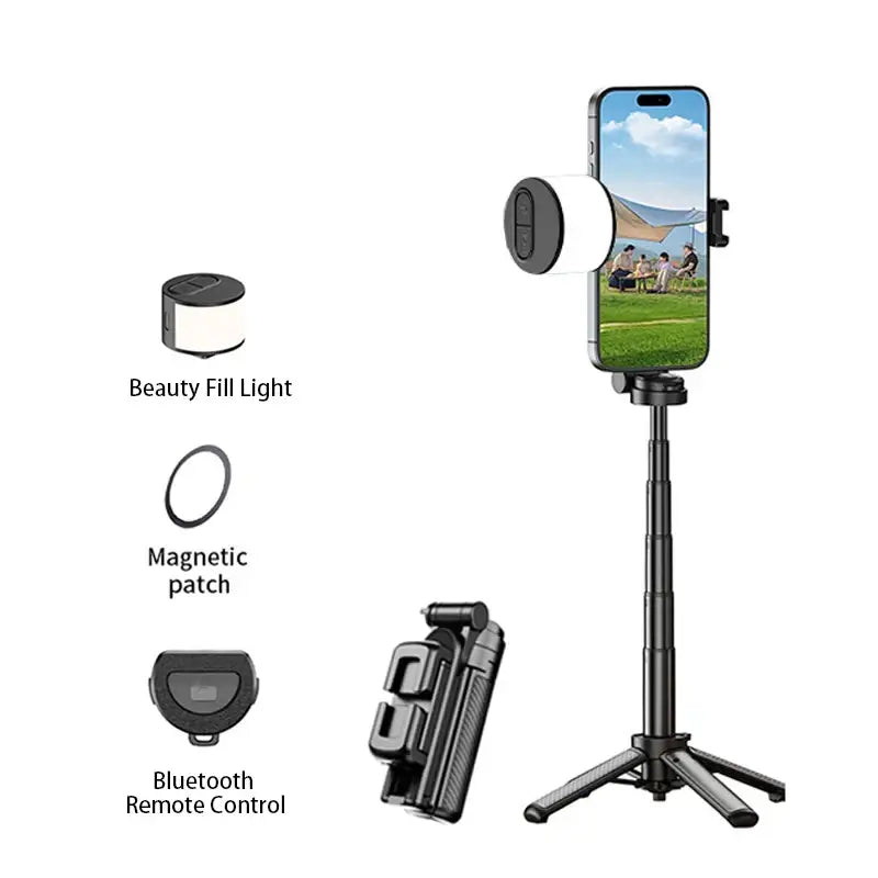 Magnetic 360° Selfie Stick with Bluetooth & Foldable Stand - Standard With Light - 9eight5