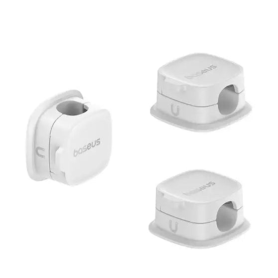 Magnetic Cable Organizer with Adjustable Cord Management - 3Pcs White