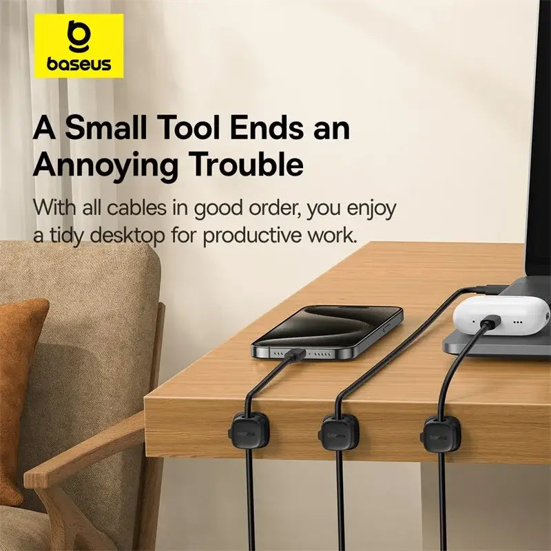 Magnetic Cable Organizer with Adjustable Cord Management