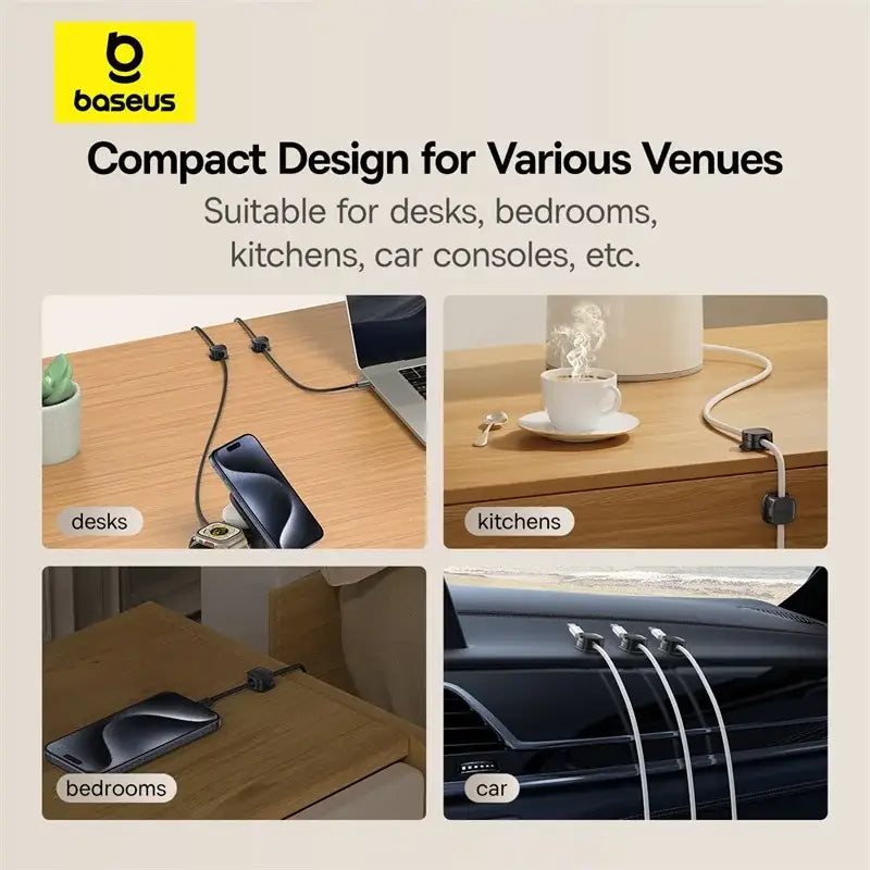 Magnetic Cable Organizer with Adjustable Cord Management