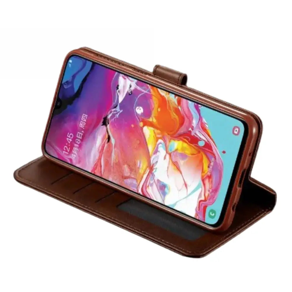 Magnetic Leather Flip Cover for Samsung Galaxy (Brown)