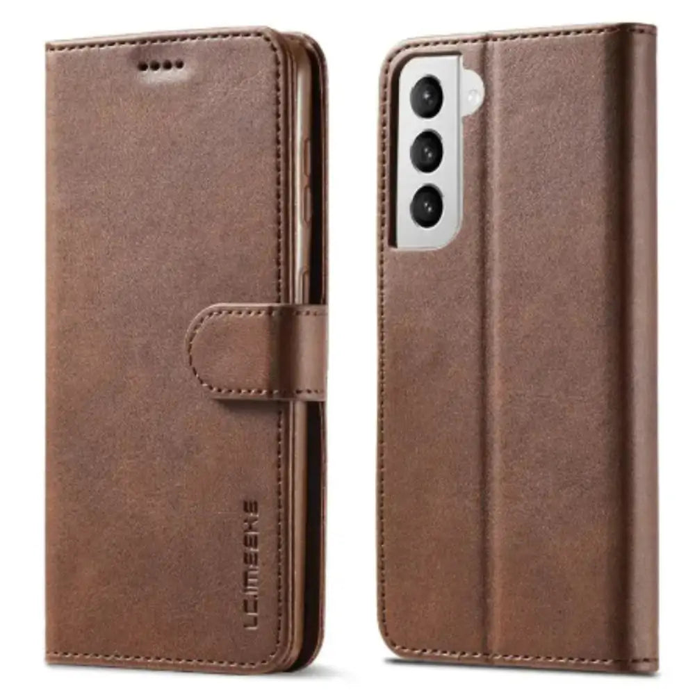 Magnetic Leather Flip Cover for Samsung Galaxy (Brown)