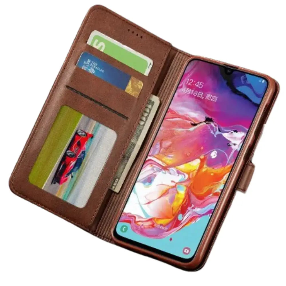 Magnetic Leather Flip Cover for Samsung Galaxy (Brown)