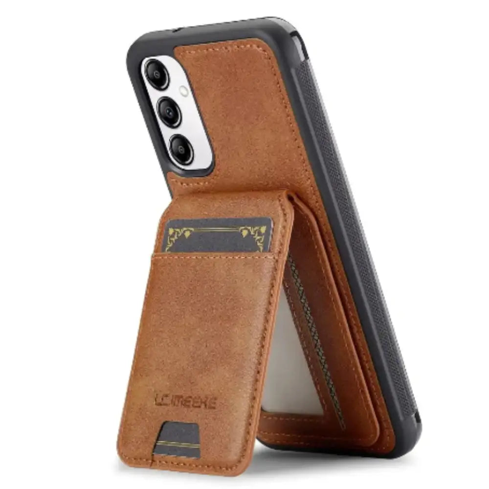 Magnetic Leather Wallet Case for Samsung S/A Series (Brown)