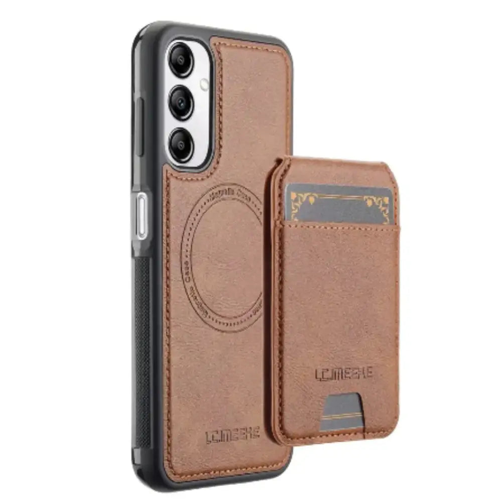 Magnetic Leather Wallet Case for Samsung S/A Series (Brown)