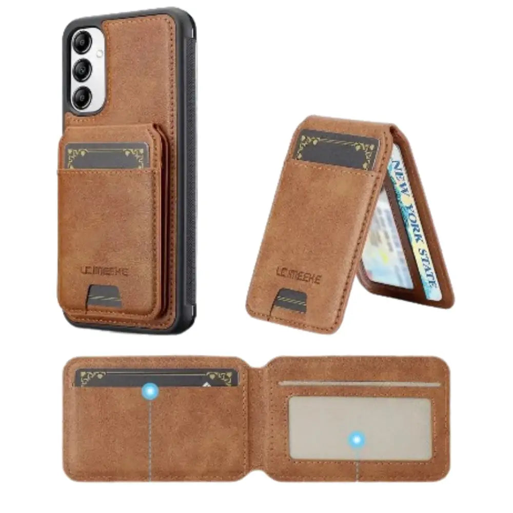 Magnetic Leather Wallet Case for Samsung S/A Series (Brown)