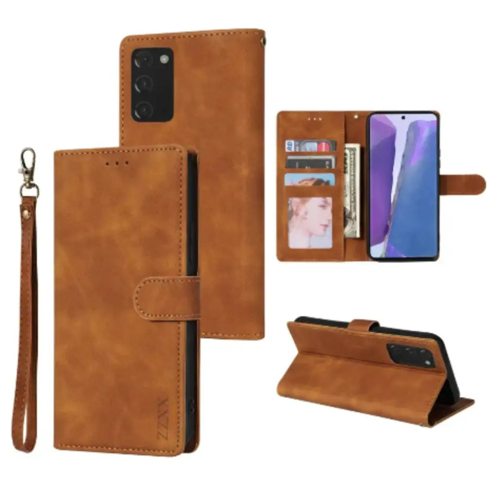Magnetic Wallet Case for Samsung Galaxy (Brown)