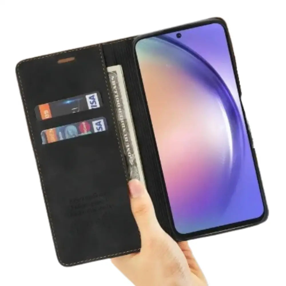 Magnetic Wallet Case for Samsung Galaxy S & A Series (Black)