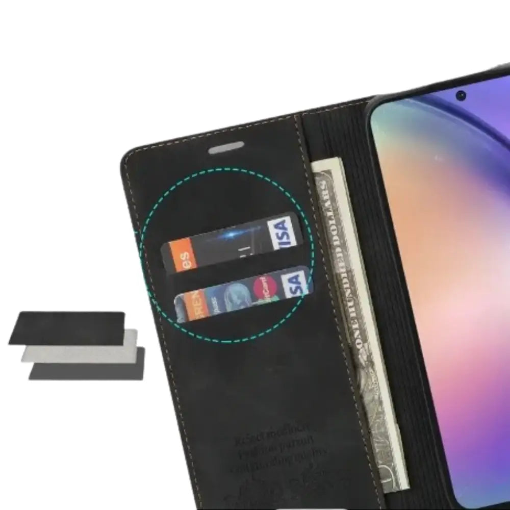 Magnetic Wallet Case for Samsung Galaxy S & A Series (Black)