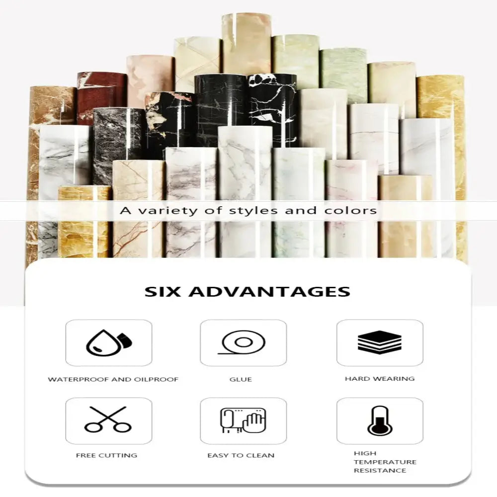 Marble Waterproof & Oil-Proof Wall Paper (40cm) (12 designs available) - SS