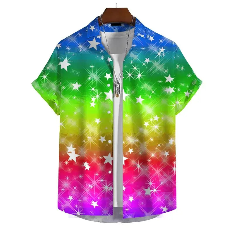 Men’s 3D Print Rainbow Shirt (10 different designs available) - Color - 1 / S - SS
