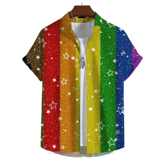 Men’s 3D Print Rainbow Shirt (10 different designs available) - Color - 10 / S - SS