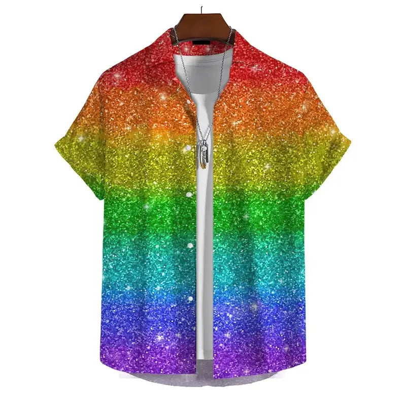 Men’s 3D Print Rainbow Shirt (10 different designs available) - Color - 4 / S - SS
