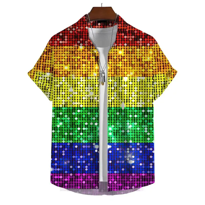 Men’s 3D Print Rainbow Shirt (10 different designs available) - Color - 7 / S - SS