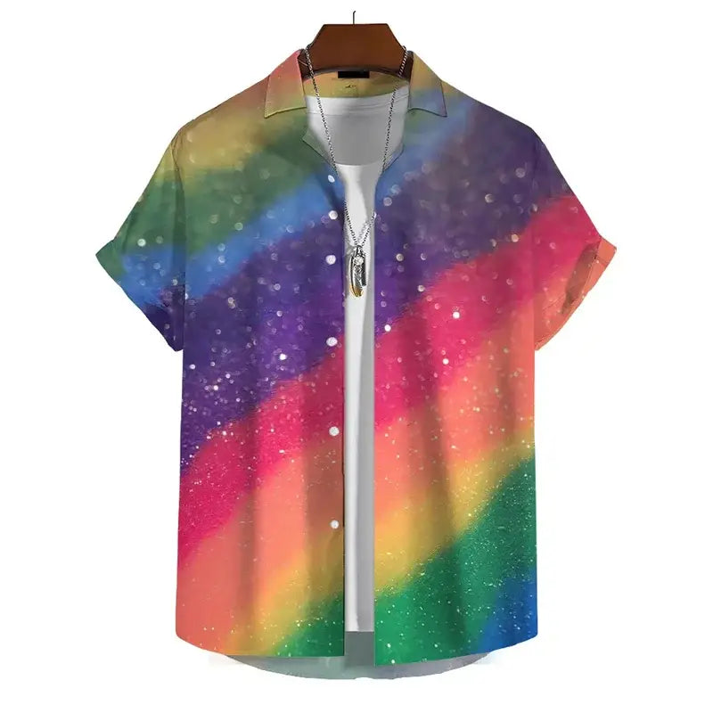 Men’s 3D Print Rainbow Shirt (10 different designs available) - Color - 9 / S - SS