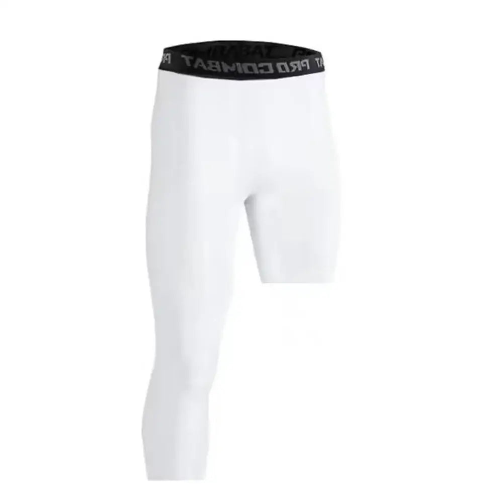 Men’s Compression Pants and Active Shorts (Different colours and sizes available) - White-Right Long / S (30-40 KG) - SS