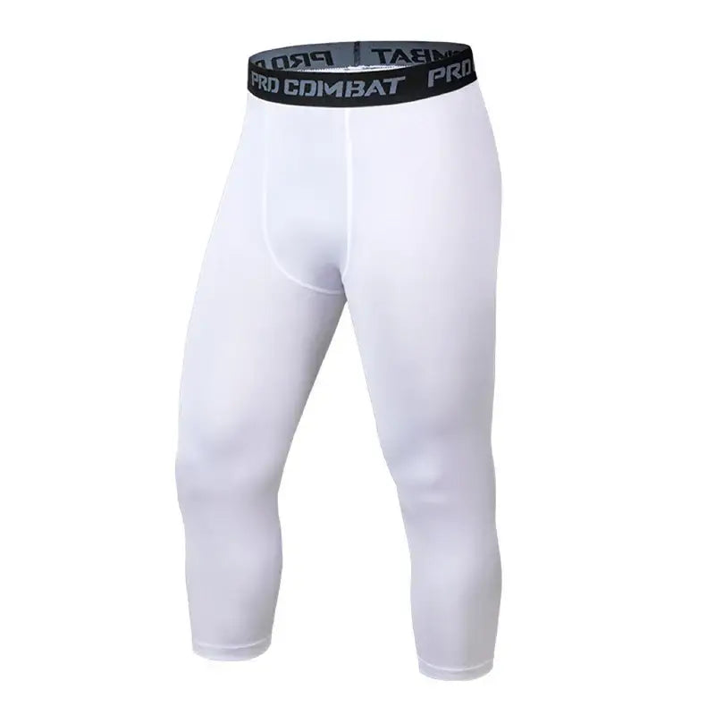 Men’s Compression Pants and Active Shorts (Different colours and sizes available) - White Cropped / S (30-40 KG) - SS