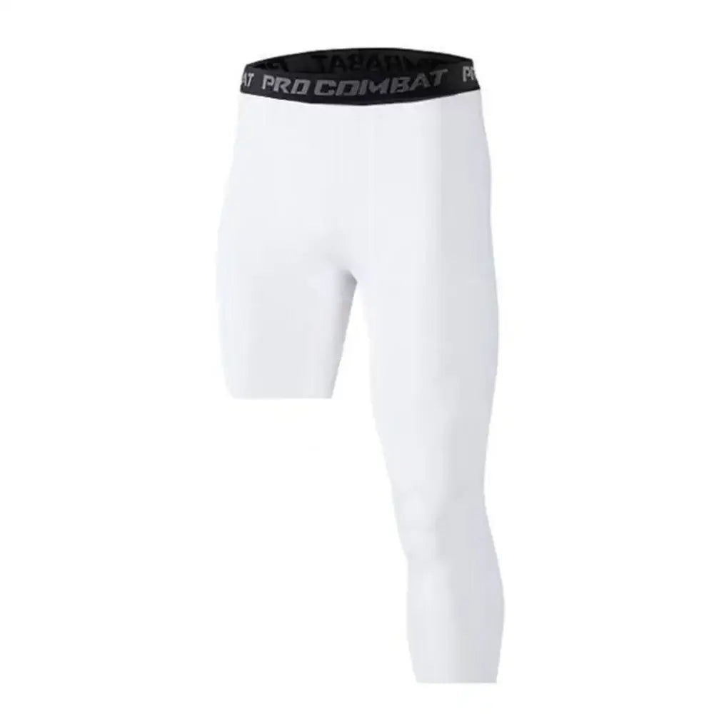 Men’s Compression Pants and Active Shorts (Different colours and sizes available) - White-Left Long / S (30-40 KG) - SS