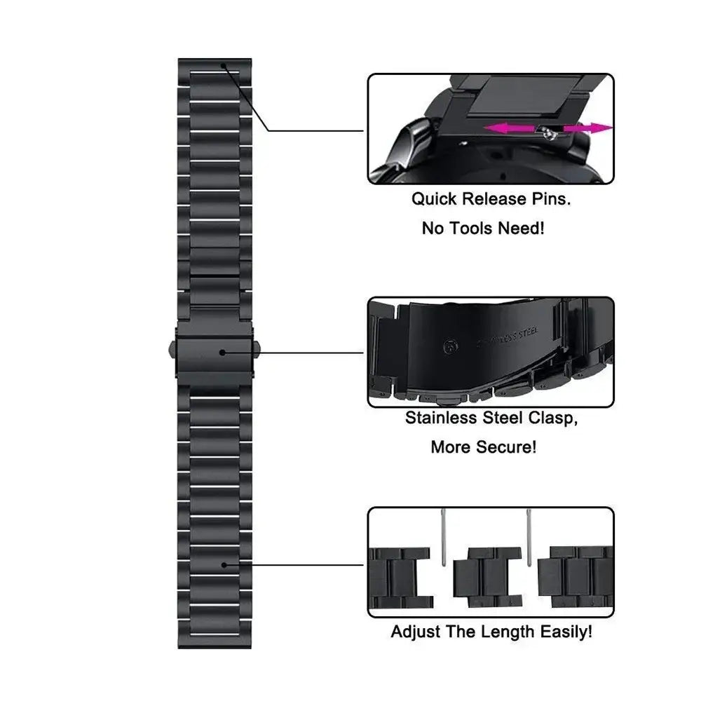 Metal Band for the Garmin Forerunner/Venu/Vivomove Series (18mm/20mm/22mm) (4 colours available) - TWS