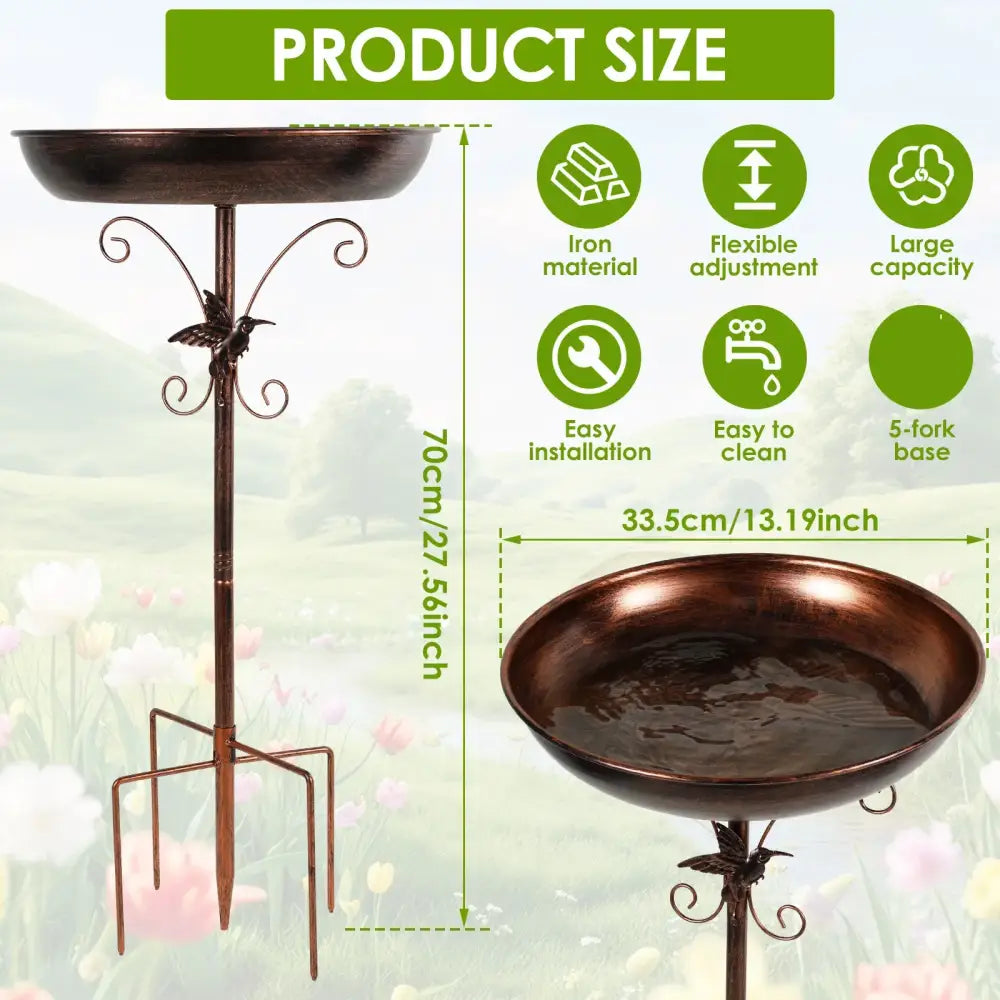 Metal Garden Bird Bath (3 designs available) - Style C-1Pc - SS