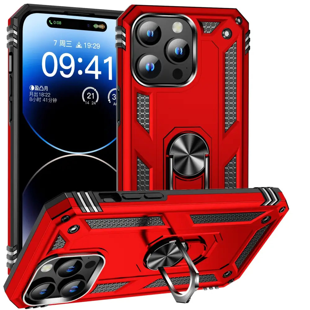 Metal Ring Kickstand Armor Shockproof Case For iPhone 15 14 12 11 13 X Xs Max Pro XR SE 7 8 6 Plus TPU Holder Cover