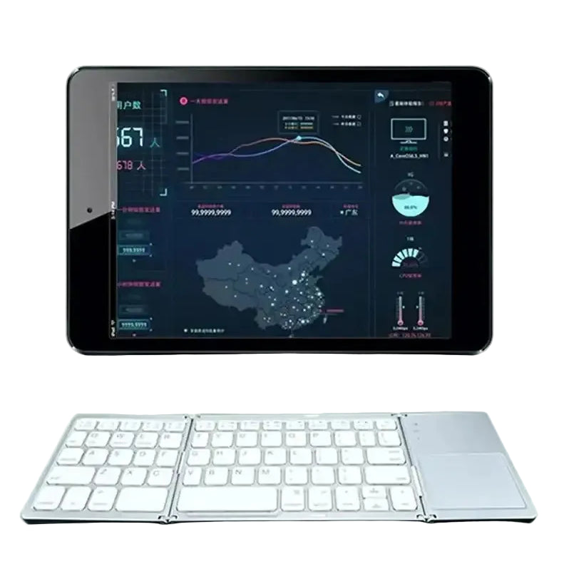 Mini Foldable Bluetooth Keyboard with Touchpad Wireless Rechargeable Ultra Slim Pocket Folding Keyboard for Tablet