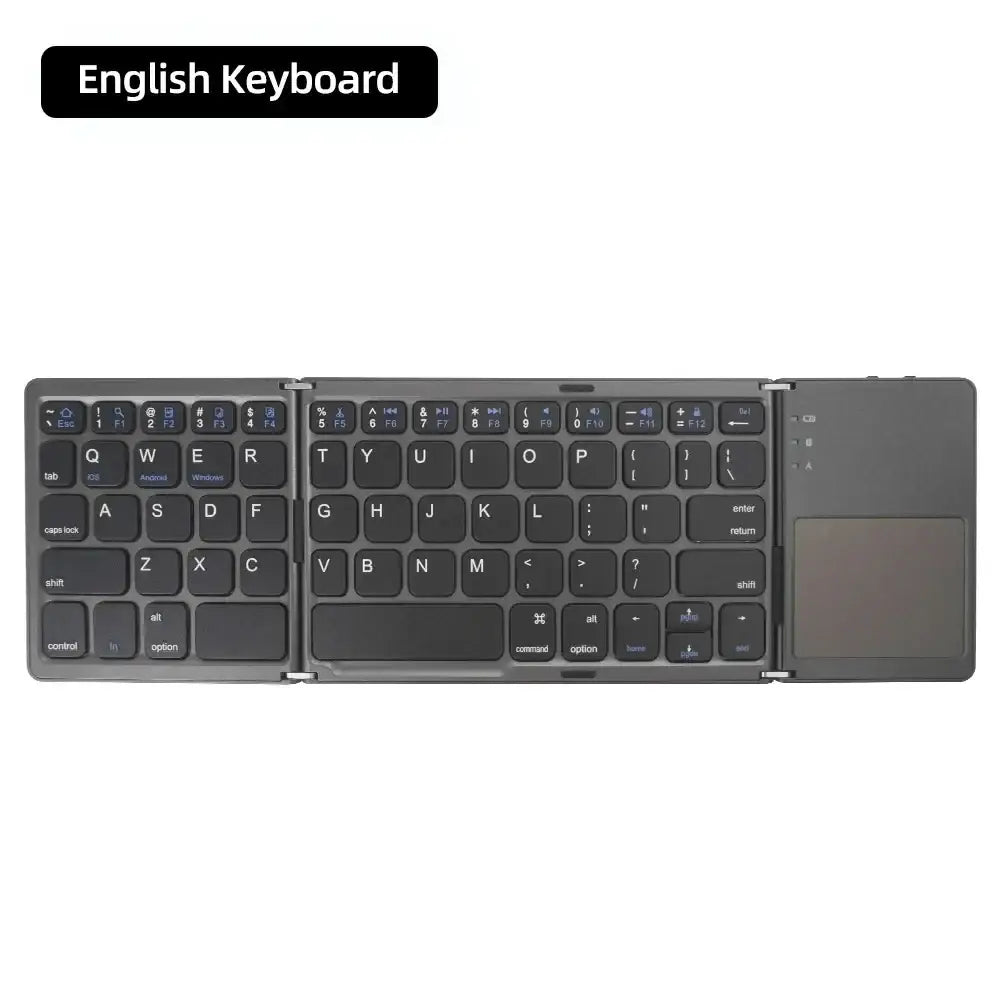 Mini Foldable Bluetooth Keyboard with Touchpad Wireless Rechargeable Ultra Slim Pocket Folding Keyboard for Tablet