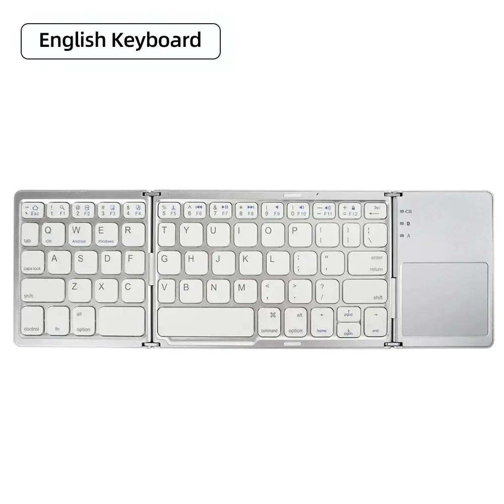 Mini Foldable Bluetooth Keyboard with Touchpad Wireless Rechargeable Ultra Slim Pocket Folding Keyboard for Tablet