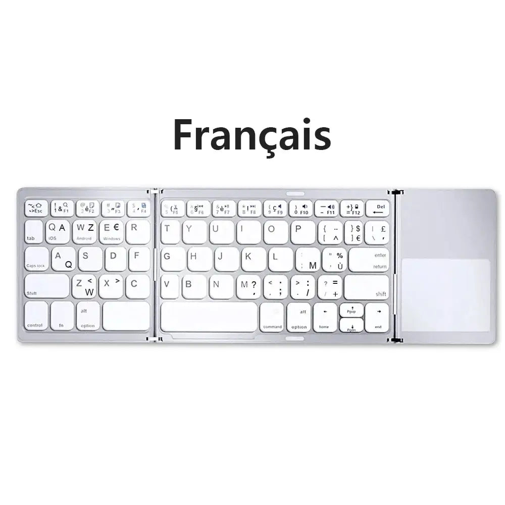 Mini Foldable Bluetooth Keyboard with Touchpad Wireless Rechargeable Ultra Slim Pocket Folding Keyboard for Tablet