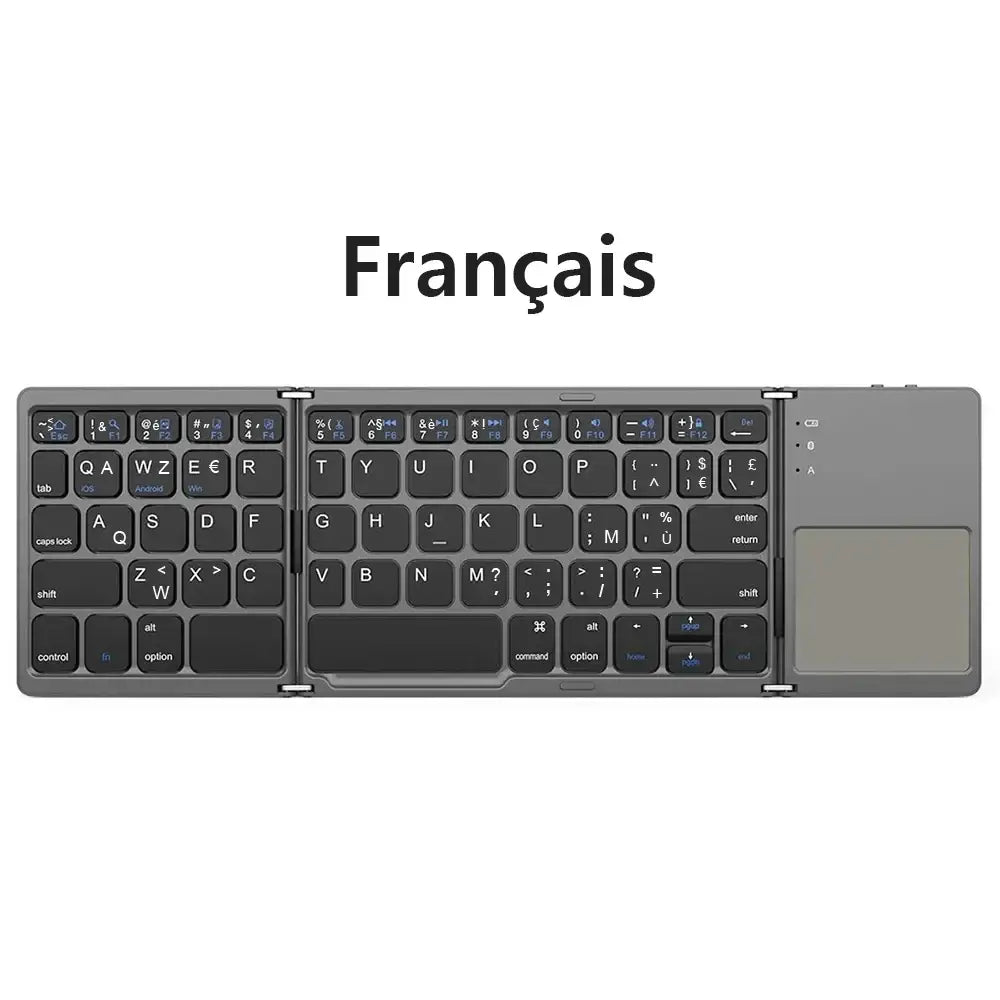 Mini Foldable Bluetooth Keyboard with Touchpad Wireless Rechargeable Ultra Slim Pocket Folding Keyboard for Tablet