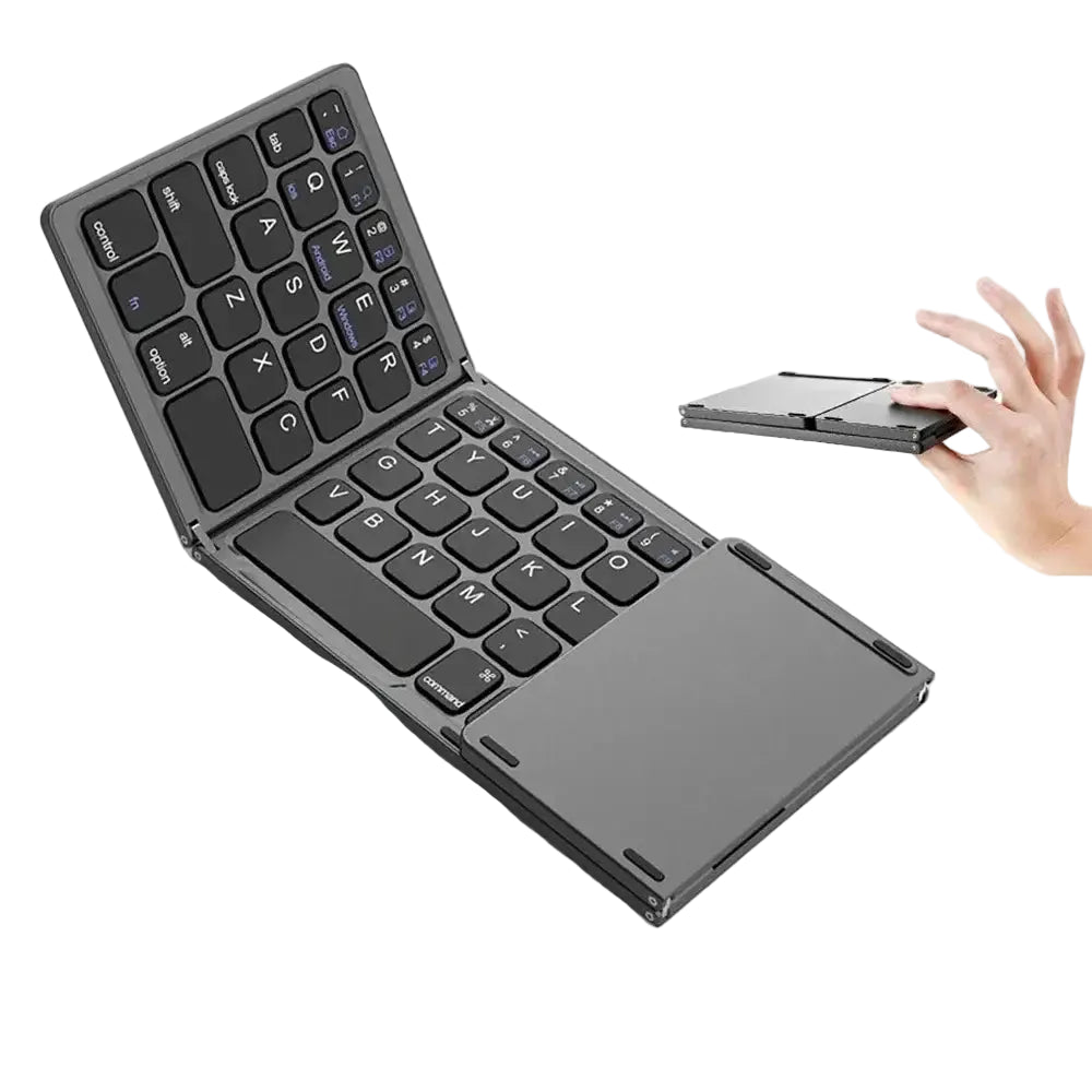 Mini Foldable Bluetooth Keyboard with Touchpad Wireless Rechargeable Ultra Slim Pocket Folding Keyboard for Tablet