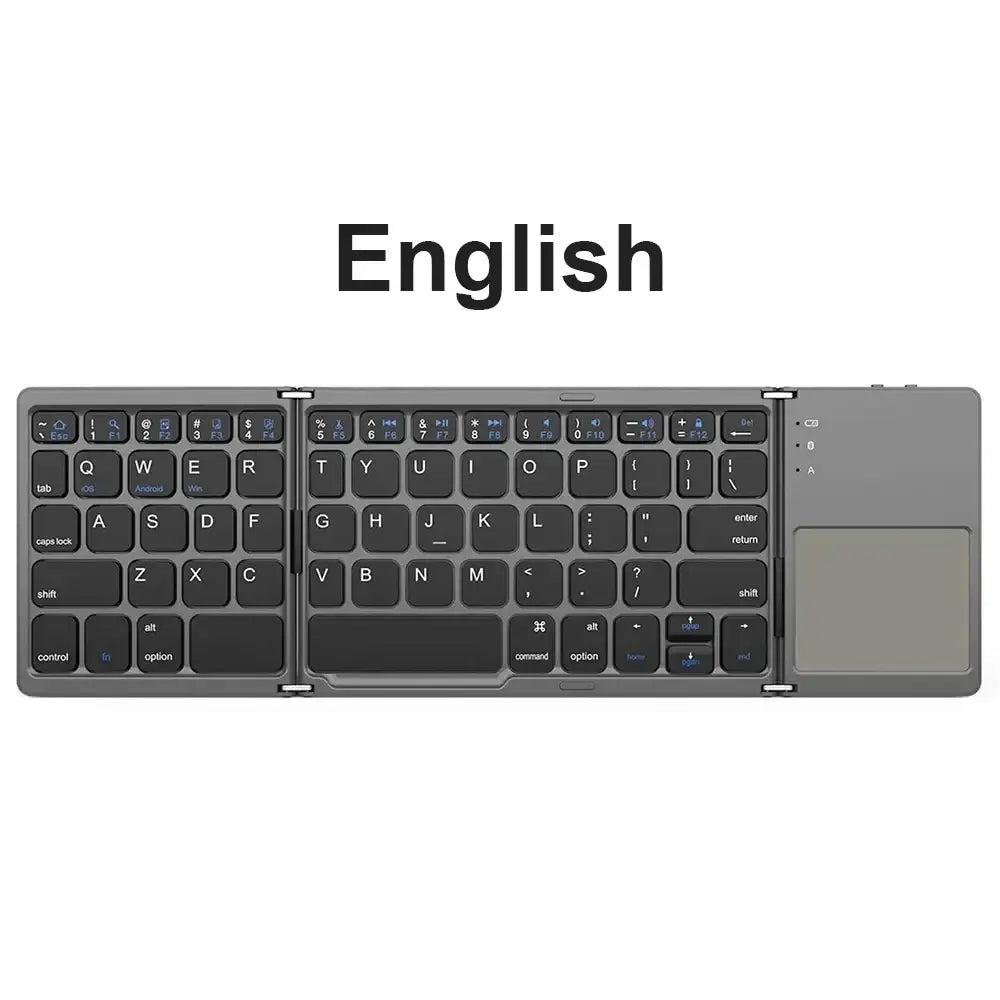 Mini Foldable Bluetooth Keyboard with Touchpad Wireless Rechargeable Ultra Slim Pocket Folding Keyboard for Tablet