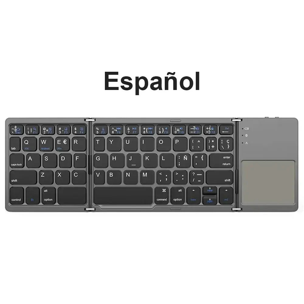 Mini Foldable Bluetooth Keyboard with Touchpad Wireless Rechargeable Ultra Slim Pocket Folding Keyboard for Tablet