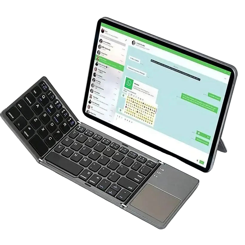 Mini Foldable Bluetooth Keyboard with Touchpad Wireless Rechargeable Ultra Slim Pocket Folding Keyboard for Tablet