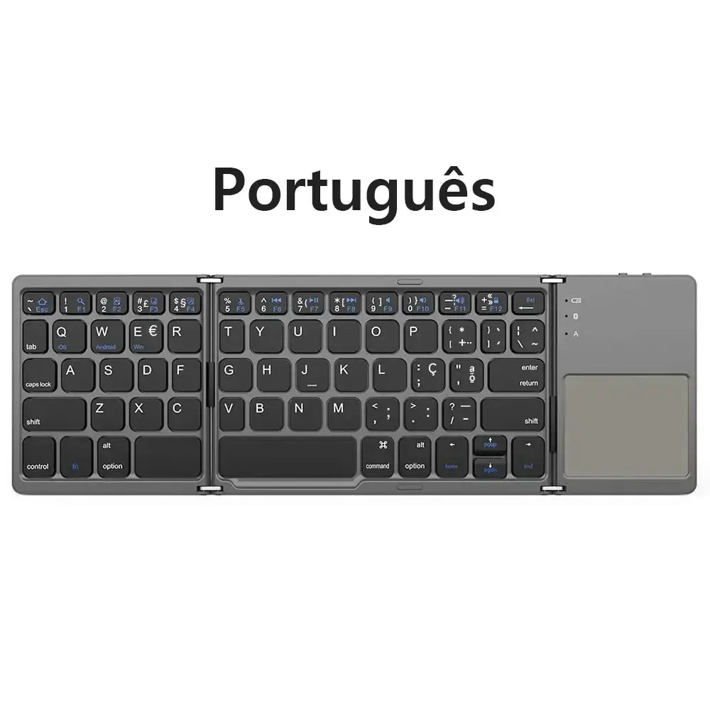 Mini Foldable Bluetooth Keyboard with Touchpad Wireless Rechargeable Ultra Slim Pocket Folding Keyboard for Tablet