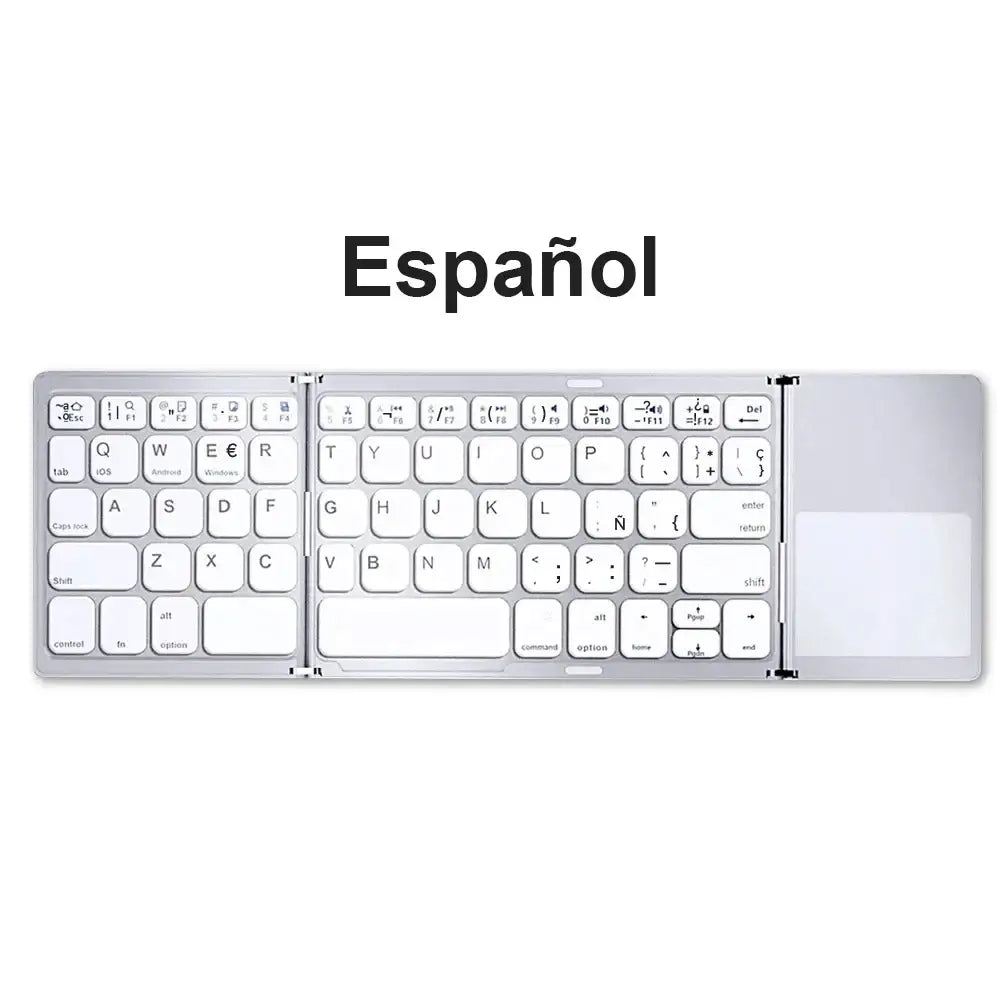 Mini Foldable Bluetooth Keyboard with Touchpad Wireless Rechargeable Ultra Slim Pocket Folding Keyboard for Tablet