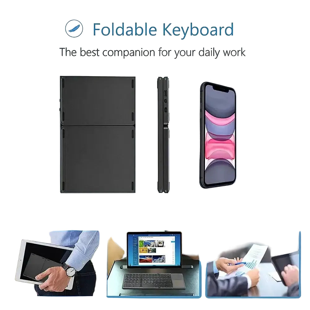 Mini Foldable Bluetooth Keyboard with Touchpad Wireless Rechargeable Ultra Slim Pocket Folding Keyboard for Tablet