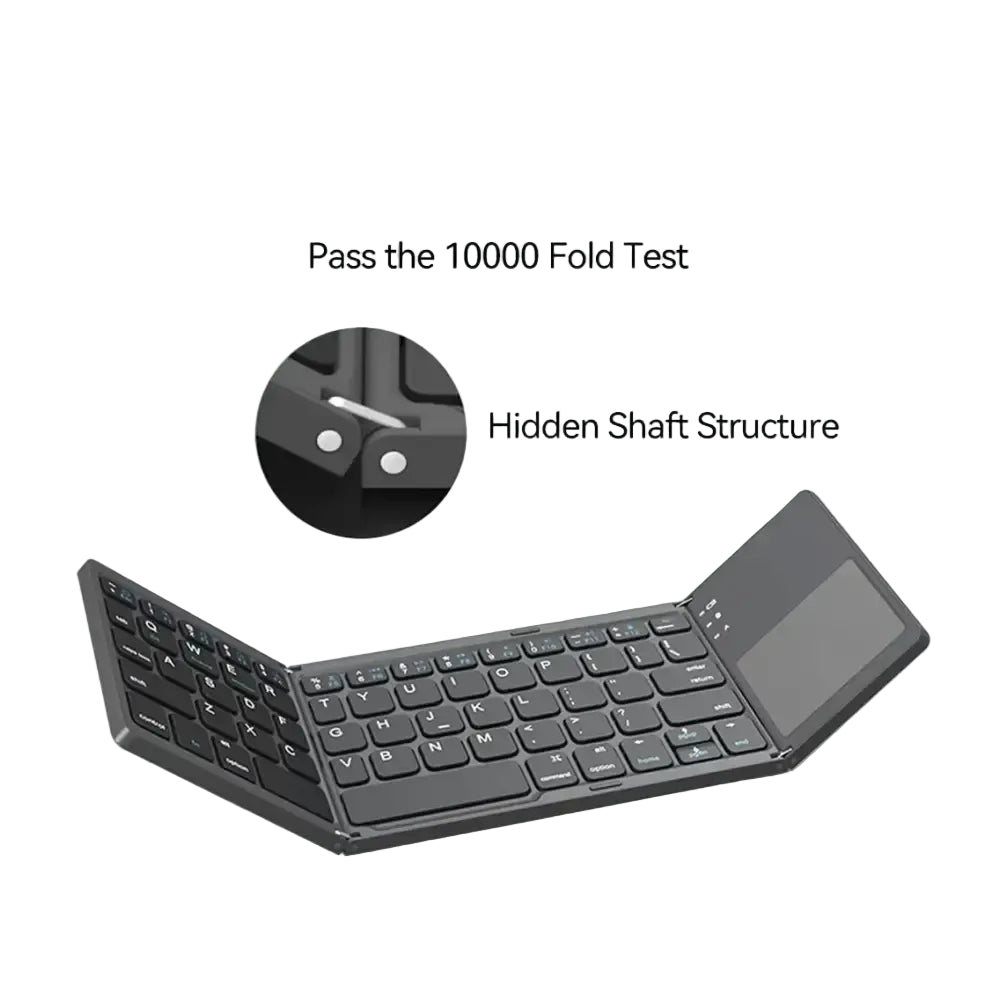 Mini Foldable Bluetooth Keyboard with Touchpad Wireless Rechargeable Ultra Slim Pocket Folding Keyboard for Tablet