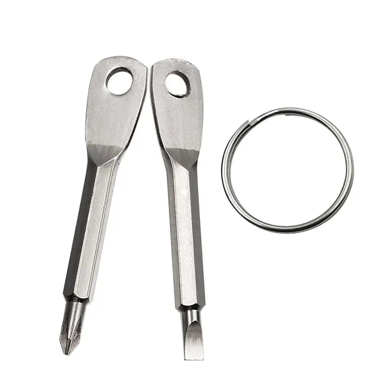 Mini Keychain Screwdriver Tool – Phillips & Slotted (2 colours available) - Silver - HBC
