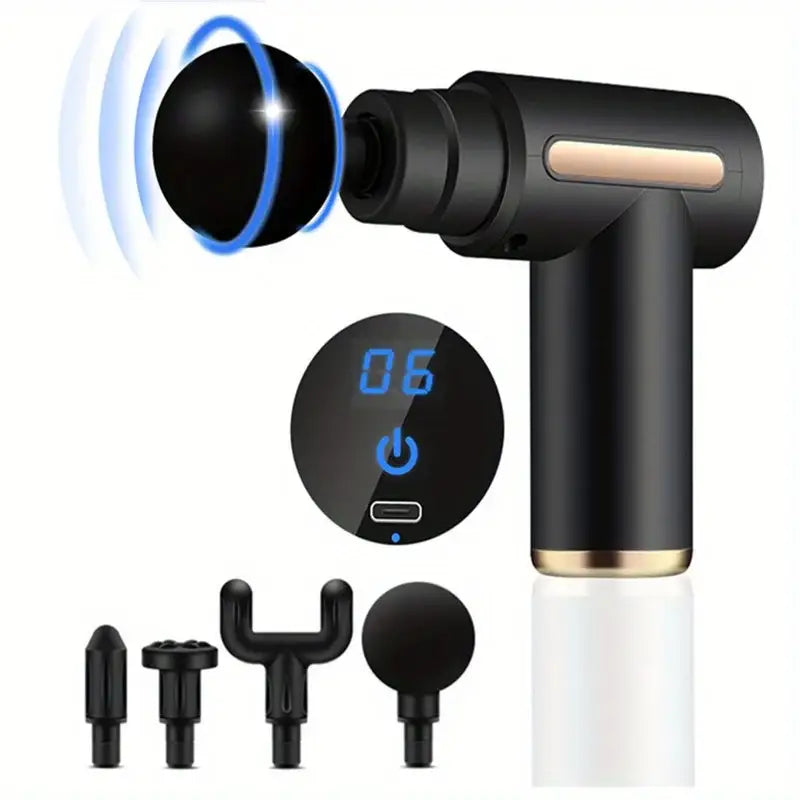 Mini Portable Fascia Massage Gun – Electric Percussion Pistol Massager - Black / Type C Charge / Massager - HBC