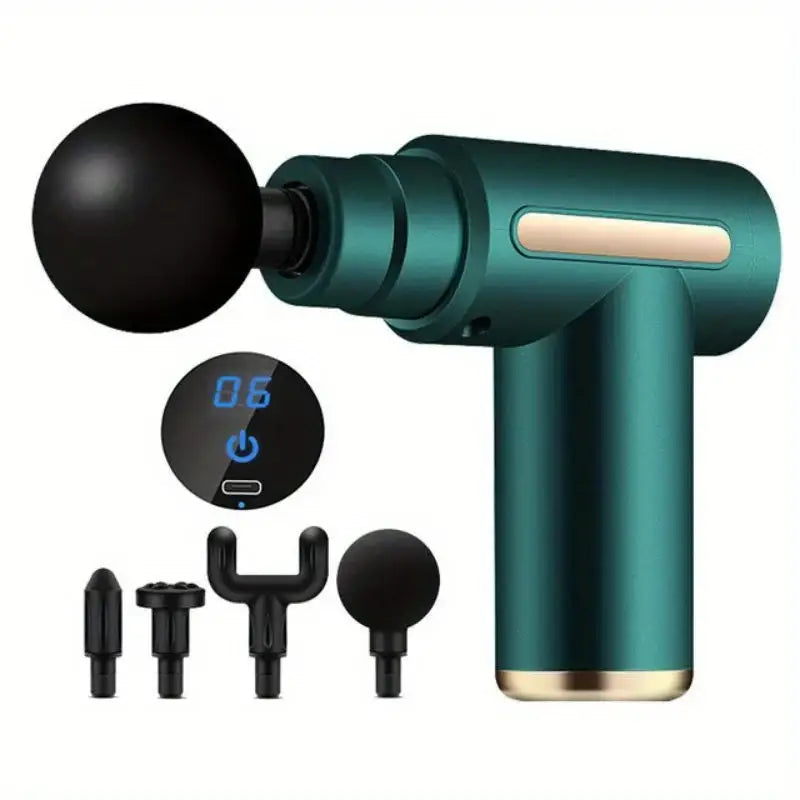 Mini Portable Fascia Massage Gun – Electric Percussion Pistol Massager - Green / Type C Charge / Massager - HBC