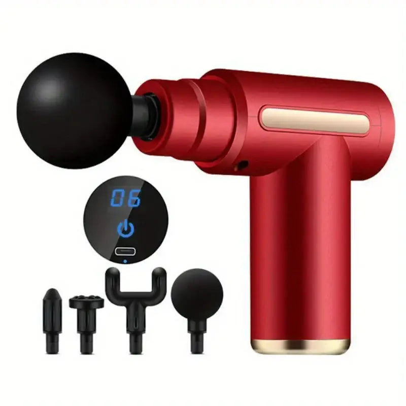 Mini Portable Fascia Massage Gun – Electric Percussion Pistol Massager - Red / Type C Charge / Massager - HBC