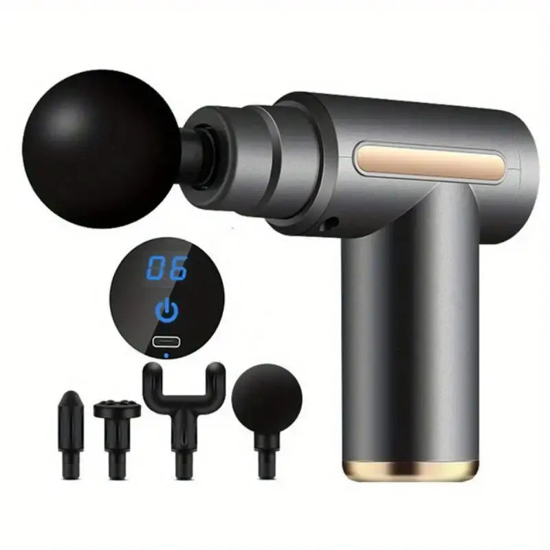Mini Portable Fascia Massage Gun – Electric Percussion Pistol Massager - Gray / Type C Charge / Massager - HBC