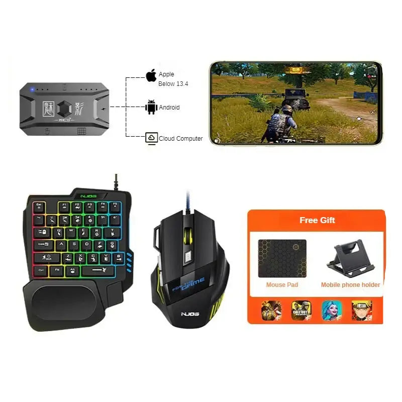 Mobile Controller Adapter – BT 5.0 (6 different sets available) - Set 4 / Gaming Keyboard - 9eight5