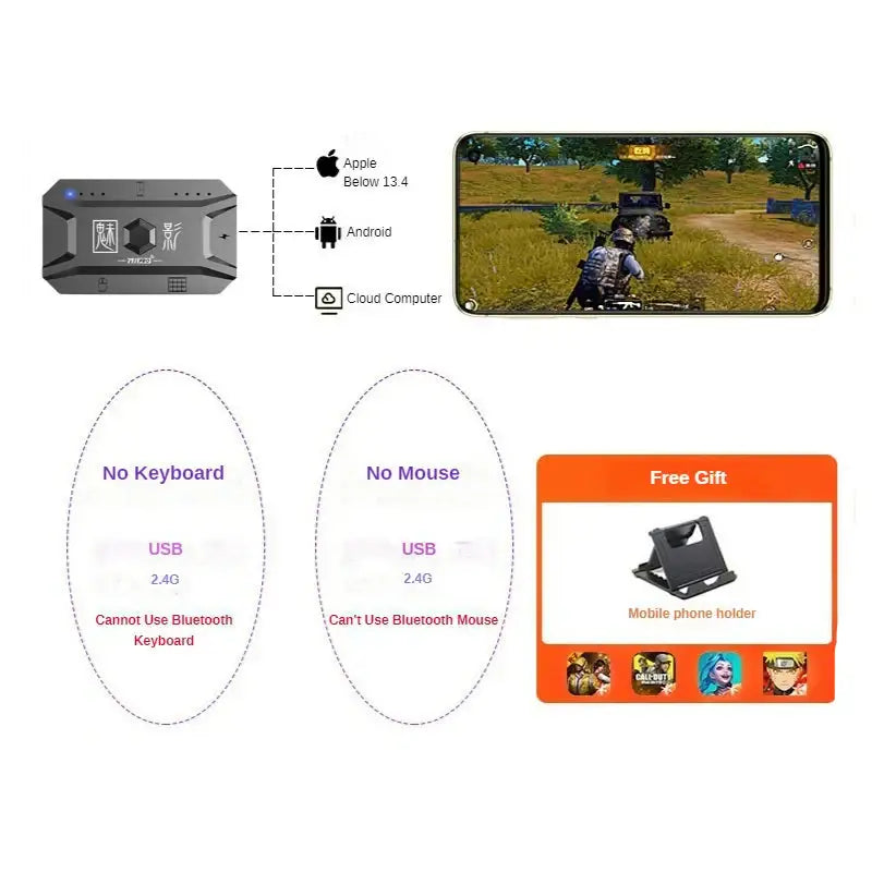 Mobile Controller Adapter – BT 5.0 (6 different sets available) - Set 1 / Gaming Keyboard - 9eight5